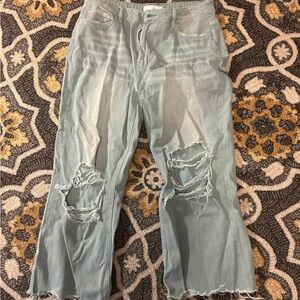 Distressed Light Green Jeans